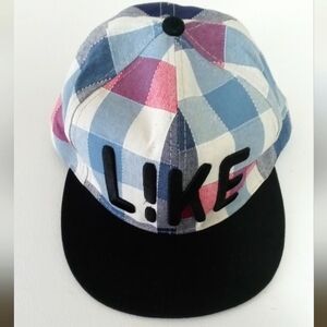 Colorful Checkered Cap with LIKE Embroidery